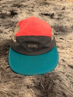 Coal Headwear 5 Panel Mesh Running Hat Adjustable Teal Coral Grey OSFM Cap
